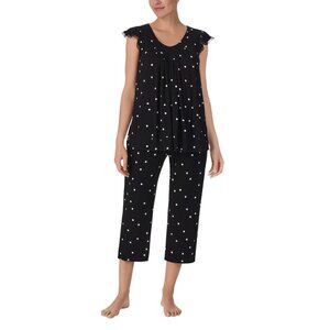 NWT Ellen Tracy Womens Knit Pajama Top N8415331 Black Dot L